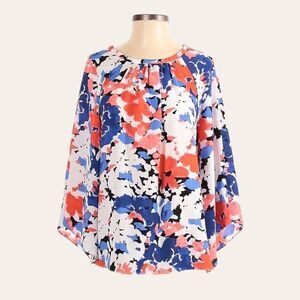 🌺 Vince Camuto Flowy Floral Long Sleeve Oversized Boho Blouse Size XS